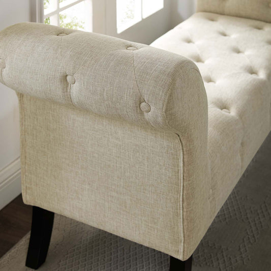 Evince Button Tufted Accent Upholstered Fabric Bench in Beige - Quality, Style, and Functionality for Your Home - Just Home Furniture™