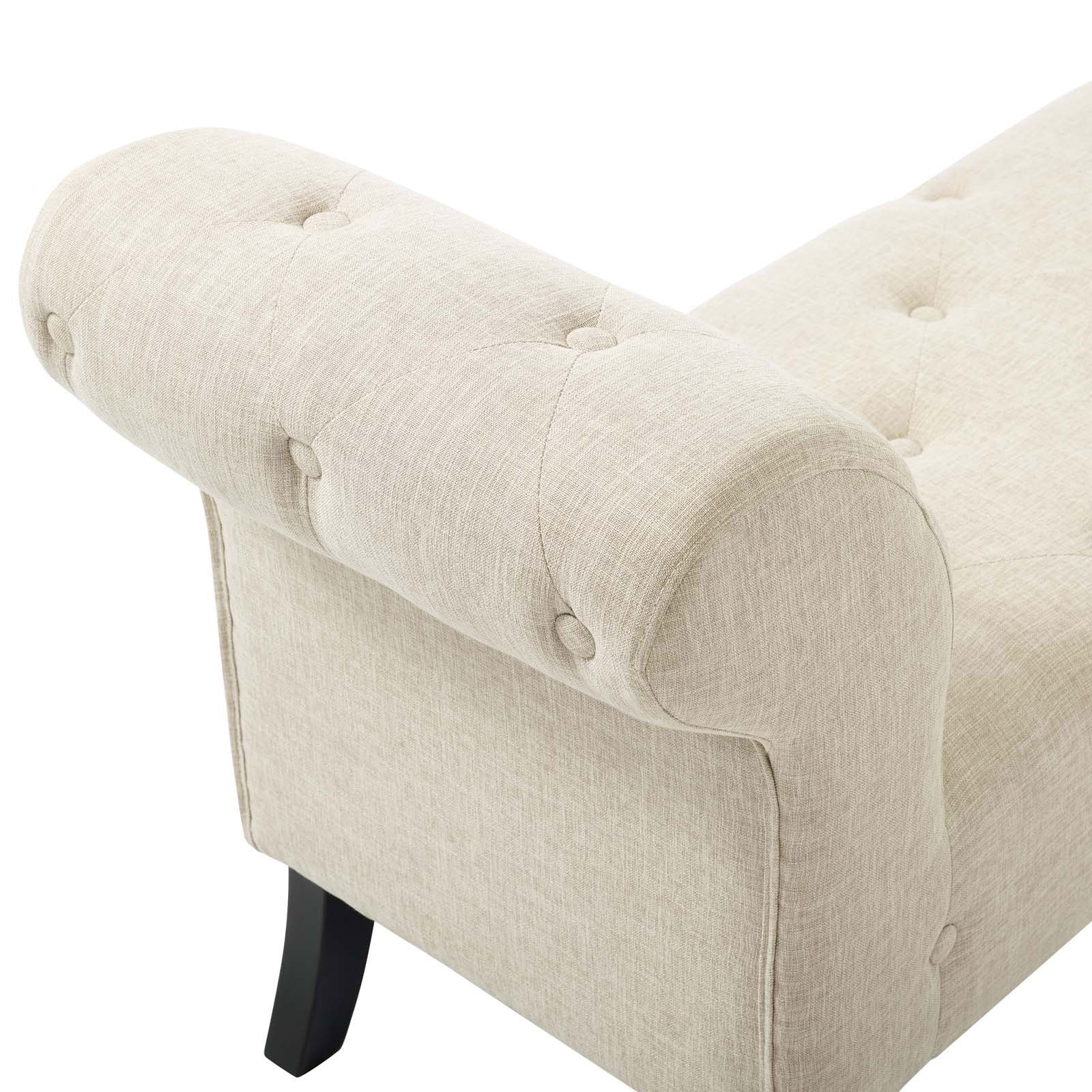 Evince Button Tufted Accent Upholstered Fabric Bench in Beige - Quality, Style, and Functionality for Your Home - Just Home Furniture™