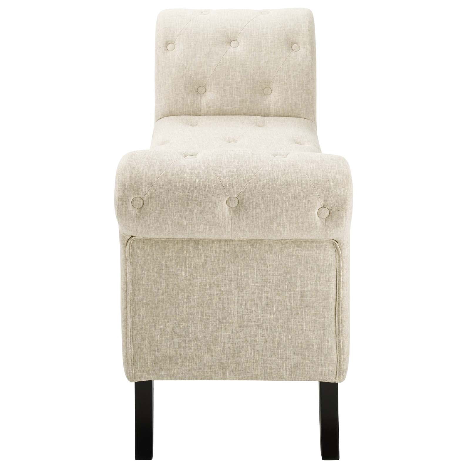 Evince Button Tufted Accent Upholstered Fabric Bench in Beige - Quality, Style, and Functionality for Your Home - Just Home Furniture™