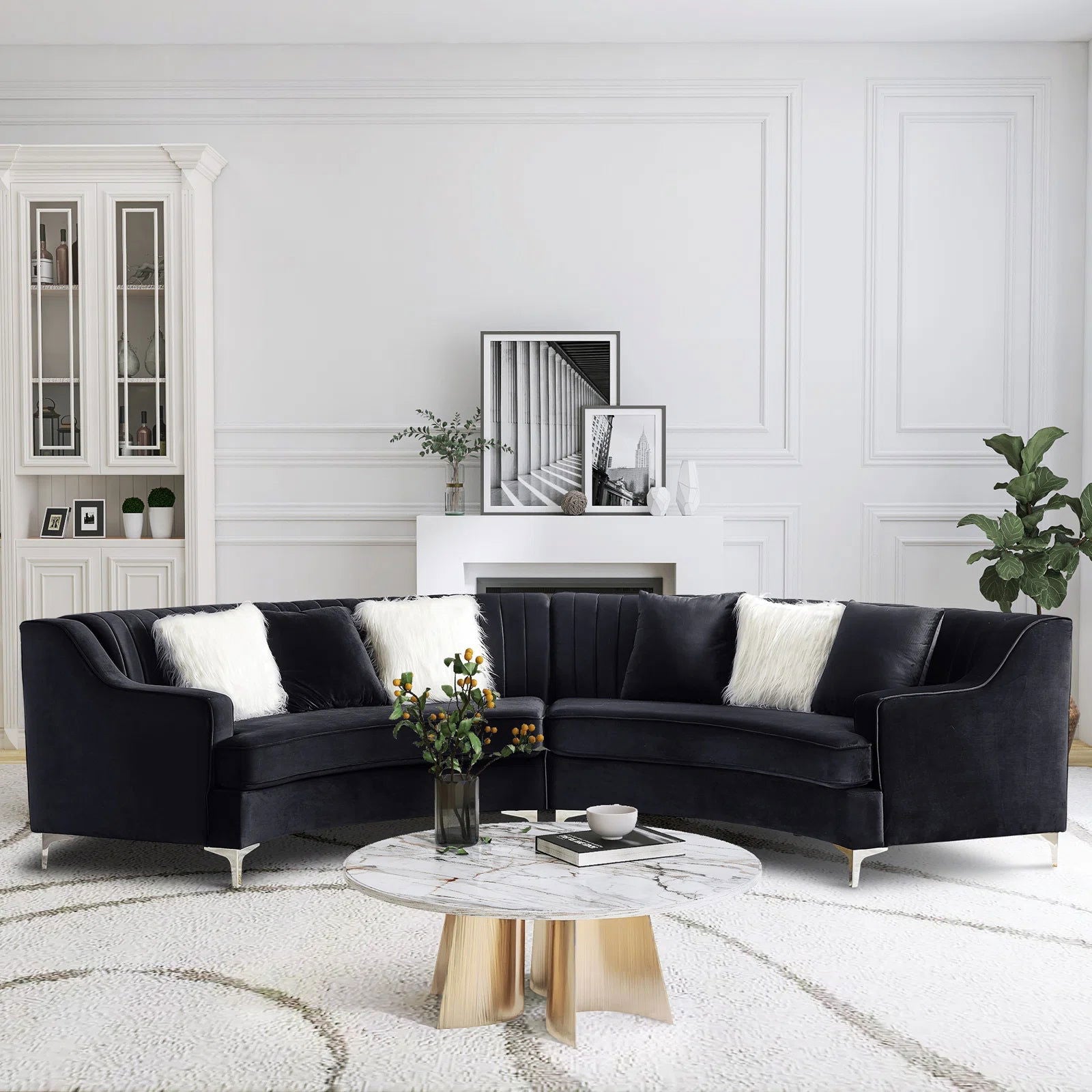 Freya 140.94" Velvet Curved Tufted Sofa - Quality, Style, and Functionality for Your Home - Just Home Furniture™