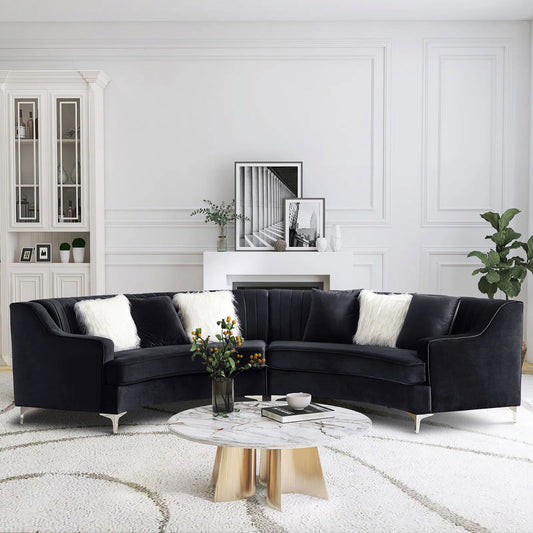 Freya 140.94" Velvet Curved Tufted Sofa - Quality, Style, and Functionality for Your Home - Just Home Furniture™