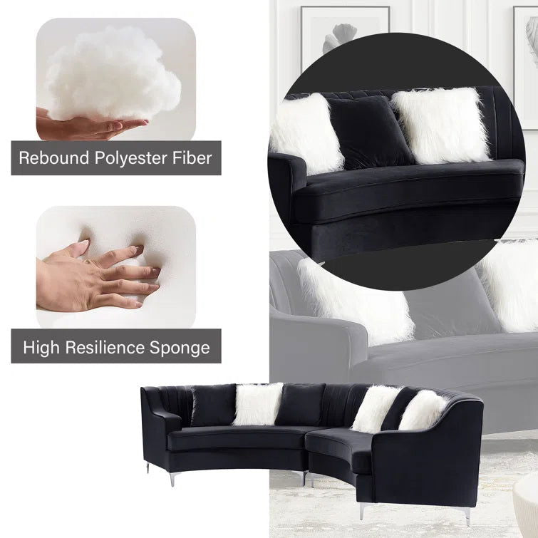 Freya 140.94" Velvet Curved Tufted Sofa - Quality, Style, and Functionality for Your Home - Just Home Furniture™