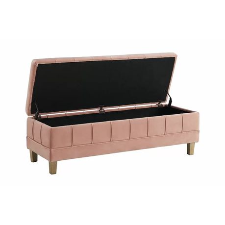 Gloria Upholstered Storage Ottoman in Pink Velvet - Quality, Style, and Functionality for Your Home - Just Home Furniture™