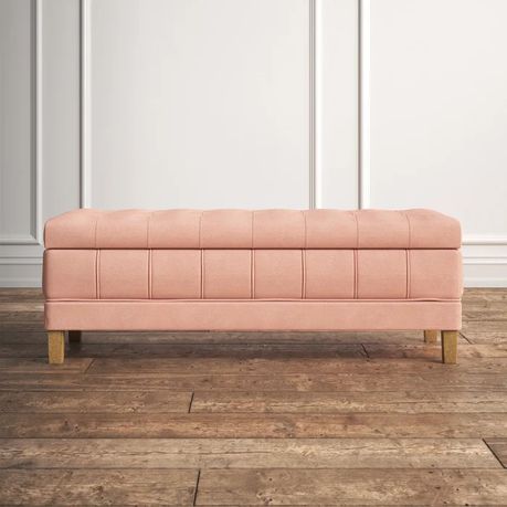 Gloria Upholstered Storage Ottoman in Pink Velvet - Quality, Style, and Functionality for Your Home - Just Home Furniture™