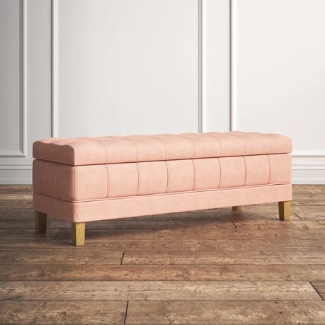 Gloria Upholstered Storage Ottoman in Pink Velvet - Quality, Style, and Functionality for Your Home - Just Home Furniture™