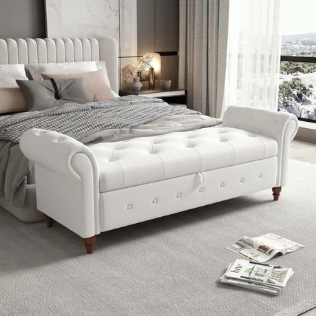 Hartzler White Faux Leather Flip Top Storage Bench - Quality, Style, and Functionality for Your Home - Just Home Furniture™