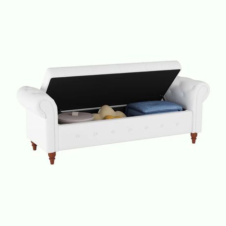 Hartzler White Faux Leather Flip Top Storage Bench - Quality, Style, and Functionality for Your Home - Just Home Furniture™