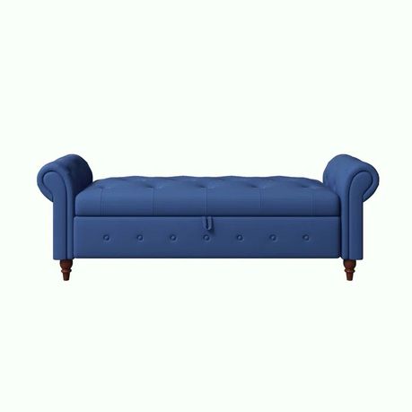 Haugen Upholstered Flip Top Bench in Blue Faux Leather - Quality, Style, and Functionality for Your Home - Just Home Furniture™