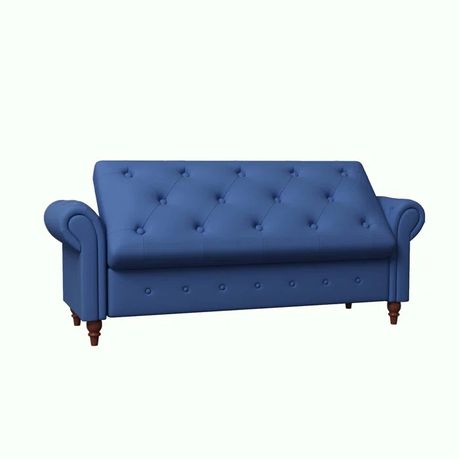 Haugen Upholstered Flip Top Bench in Blue Faux Leather - Quality, Style, and Functionality for Your Home - Just Home Furniture™