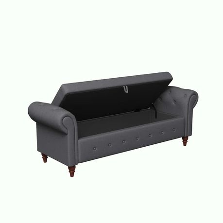 Haugen Upholstered Flip Top Bench in Gray Faux Leather - Quality, Style, and Functionality for Your Home - Just Home Furniture™