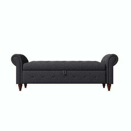 Haugen Upholstered Flip Top Bench in Gray Faux Leather - Quality, Style, and Functionality for Your Home - Just Home Furniture™
