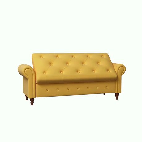 Haugen Upholstered Flip Top Bench in Yellow Faux Leather - Quality, Style, and Functionality for Your Home - Just Home Furniture™