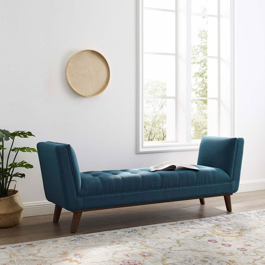 Haven Tufted Button Upholstered Fabric Accent Bench in Azure - Quality, Style, and Functionality for Your Home - Just Home Furniture™