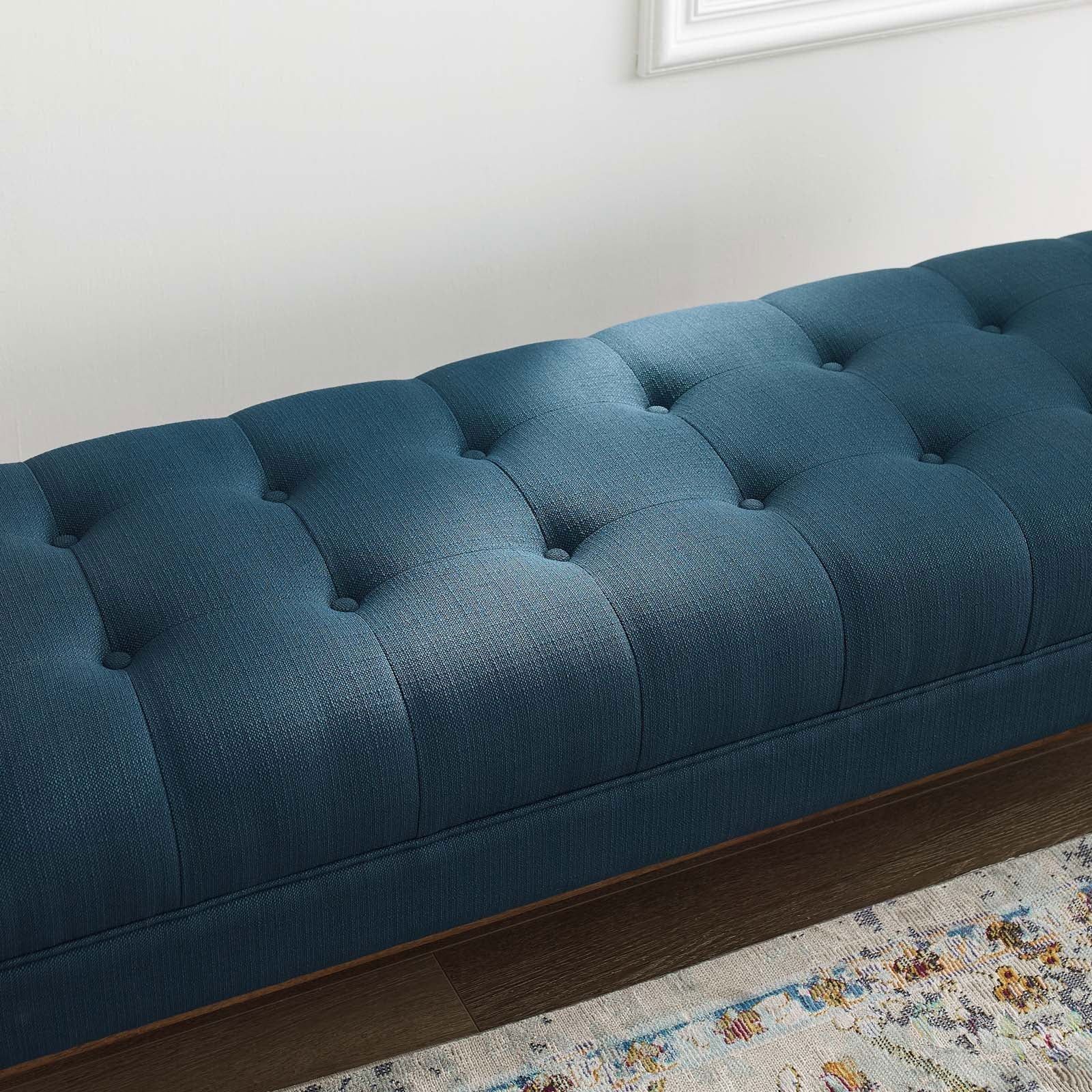 Haven Tufted Button Upholstered Fabric Accent Bench in Azure - Quality, Style, and Functionality for Your Home - Just Home Furniture™