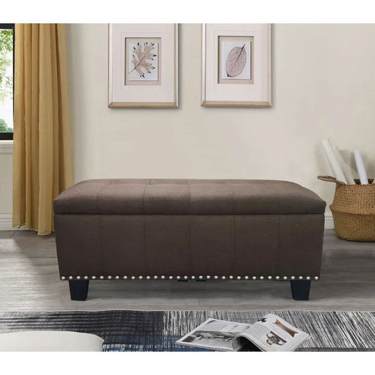 Hubler Linen Blend Upholstered Storage Bench - Quality, Style, and Functionality for Your Home - Just Home Furniture™