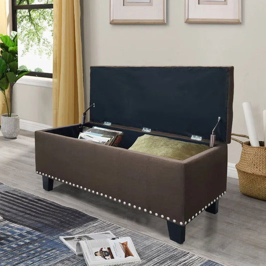 Hubler Linen Blend Upholstered Storage Bench - Quality, Style, and Functionality for Your Home - Just Home Furniture™