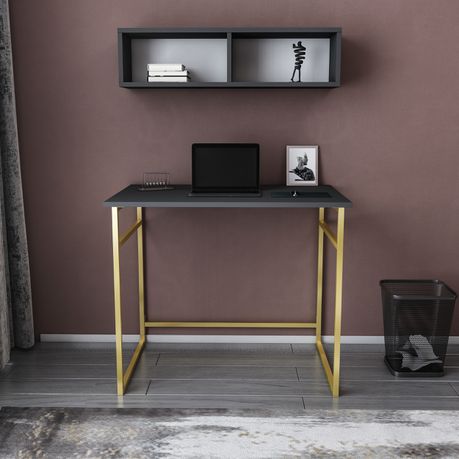 Hussum Computer Desk with Wall Shelf - Quality, Style, and Functionality for Your Home - Just Home Furniture™
