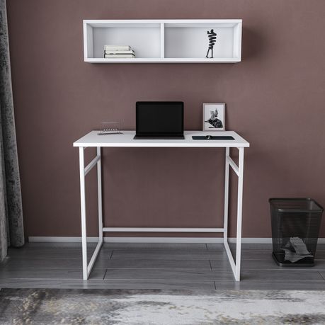 Hussum Computer Desk with Wall Shelf - Quality, Style, and Functionality for Your Home - Just Home Furniture™
