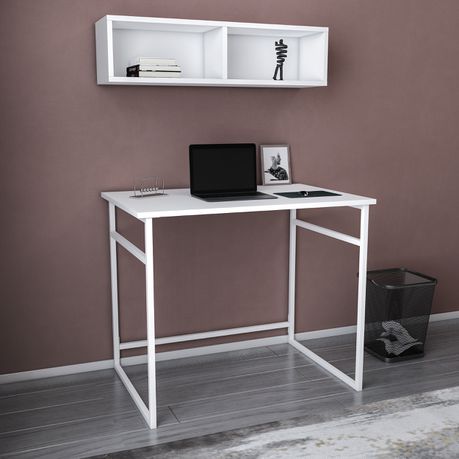 Hussum Computer Desk with Wall Shelf - Quality, Style, and Functionality for Your Home - Just Home Furniture™