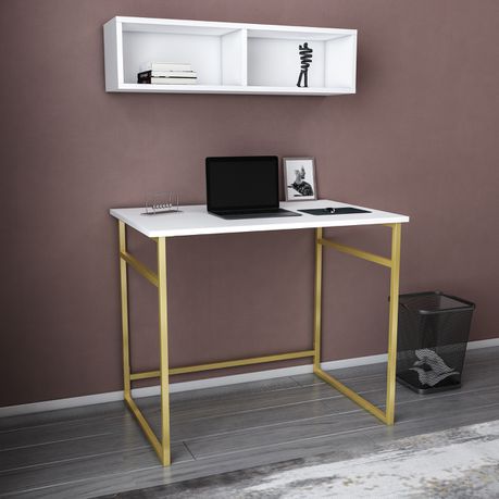 Hussum Computer Desk with Wall Shelf - Quality, Style, and Functionality for Your Home - Just Home Furniture™