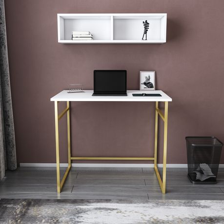 Hussum Computer Desk with Wall Shelf - Quality, Style, and Functionality for Your Home - Just Home Furniture™