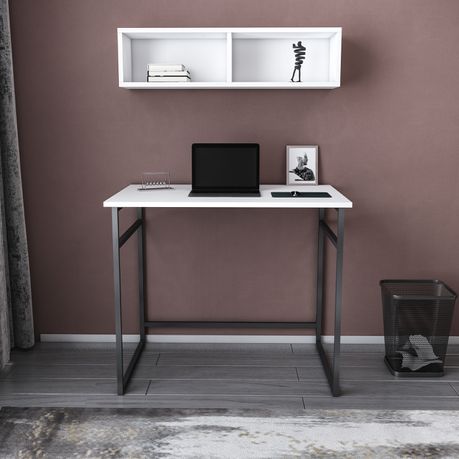 Hussum Computer Desk with Wall Shelf - Quality, Style, and Functionality for Your Home - Just Home Furniture™