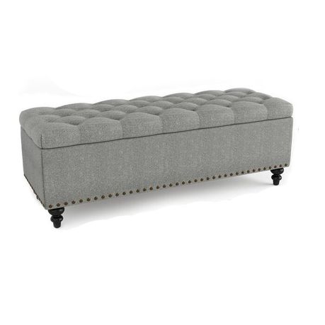 Katz Classic Upholstered Storage Ottoman in Grey Beige - Quality, Style, and Functionality for Your Home - Just Home Furniture™