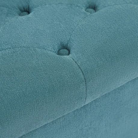 Katz Klasic Upholstered Storage Ottoman in Blue Velvet - Quality, Style, and Functionality for Your Home - Just Home Furniture™