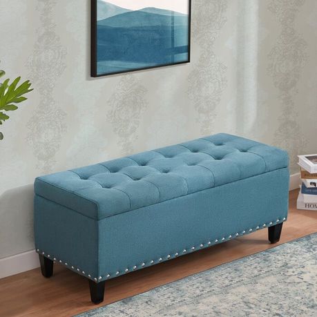 Katz Vintage Upholstered Storage Ottoman in Light Green Velvet - Quality, Style, and Functionality for Your Home - Just Home Furniture™