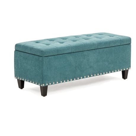 Katz Vintage Upholstered Storage Ottoman in Light Green Velvet - Quality, Style, and Functionality for Your Home - Just Home Furniture™