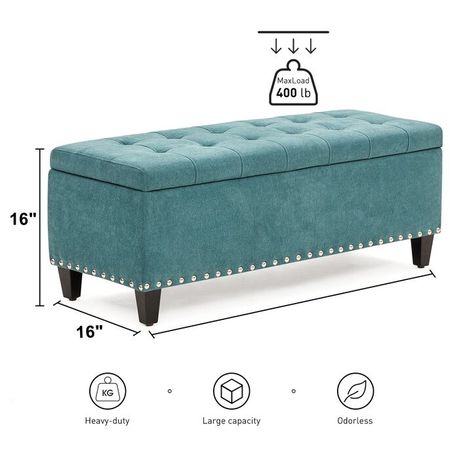 Katz Vintage Upholstered Storage Ottoman in Light Green Velvet - Quality, Style, and Functionality for Your Home - Just Home Furniture™