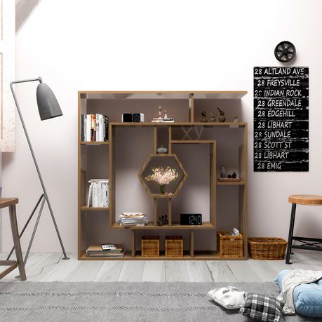 Labrina 53'' Tall Geometric Bookcase - Quality, Style, and Functionality for Your Home - Just Home Furniture™