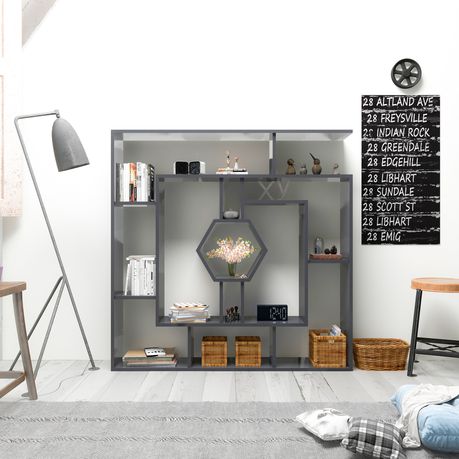 Labrina 53'' Tall Geometric Bookcase - Quality, Style, and Functionality for Your Home - Just Home Furniture™