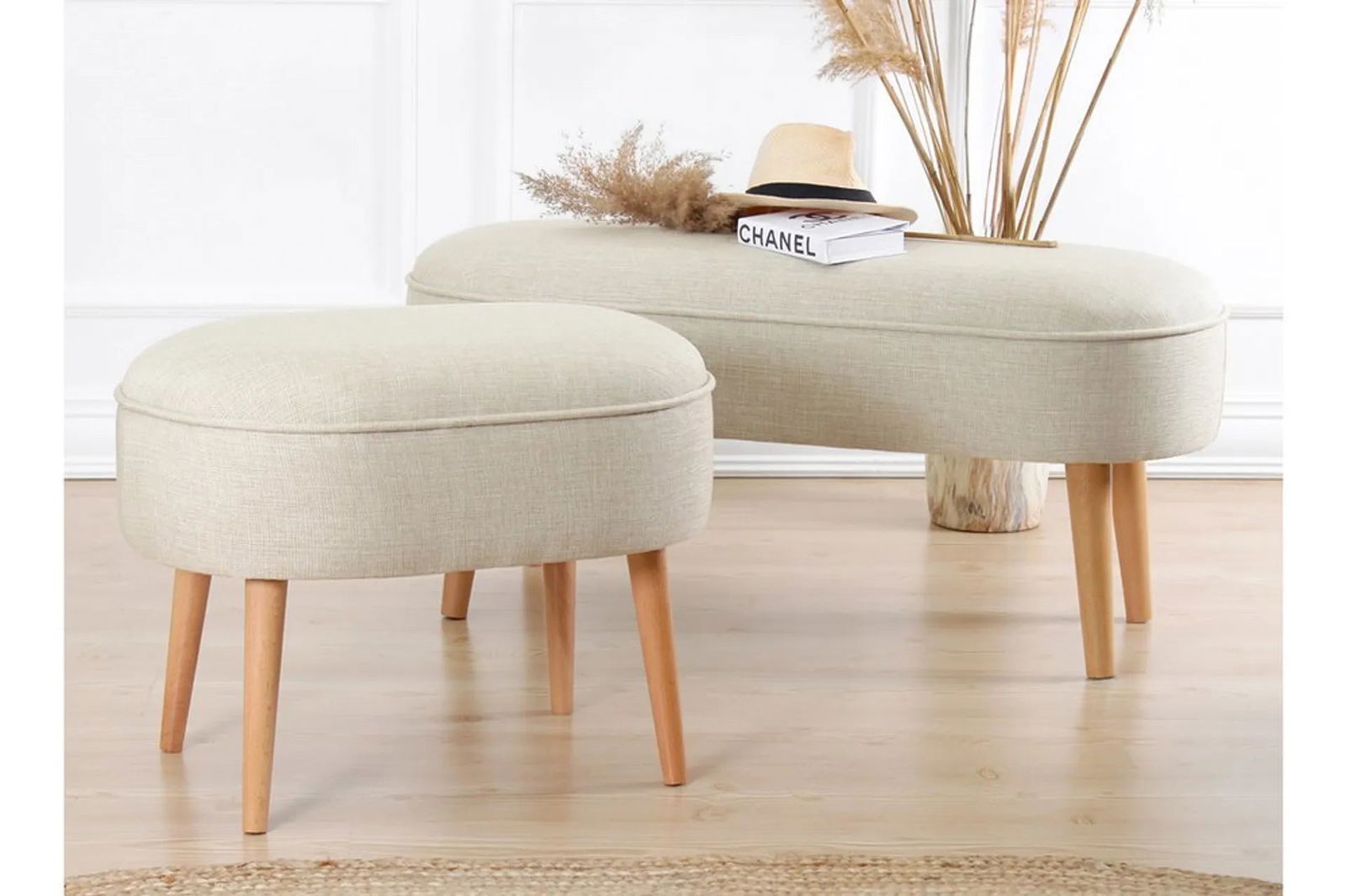 Lednok Bench Ottoman - Cream - Quality, Style, and Functionality for Your Home - Just Home Furniture™