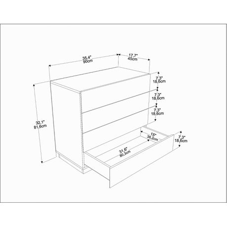 Lines 90 cm Wide Dresser - Quality, Style, and Functionality for Your Home - Just Home Furniture™