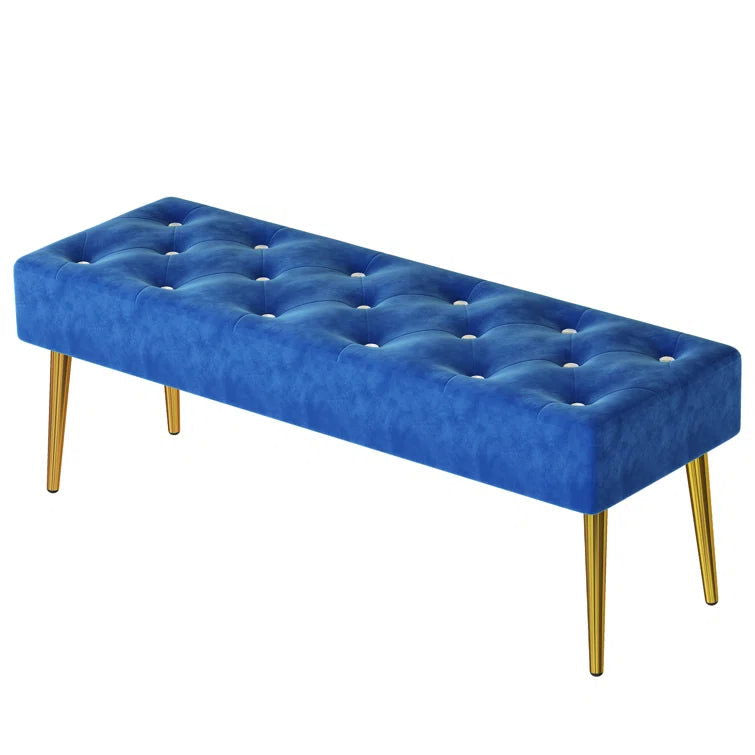 Darika Velvet Tufted Crystal Buttons Decor Bedroom/Living Room Bench with Metal Leg - Quality, Style, and Functionality for Your Home - Just Home Furniture™