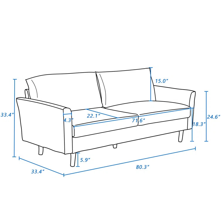 Louvre 80.3'' Vegan Leather Sofa - Quality, Style, and Functionality for Your Home - Just Home Furniture™