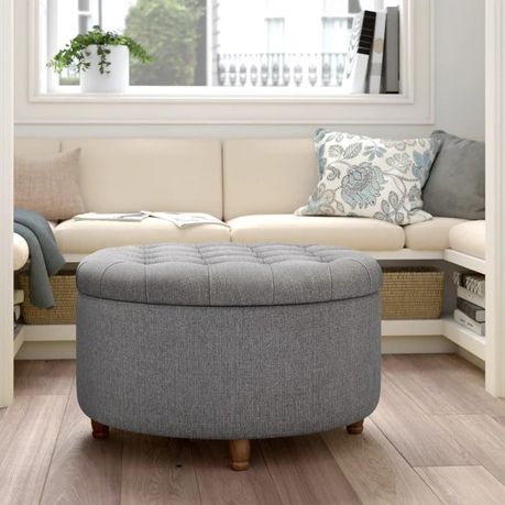 Parker Upholstered Round Storage Ottoman - Quality, Style, and Functionality for Your Home - Just Home Furniture™