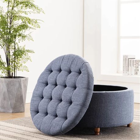 Parker Upholstered Round Storage Ottoman - Quality, Style, and Functionality for Your Home - Just Home Furniture™