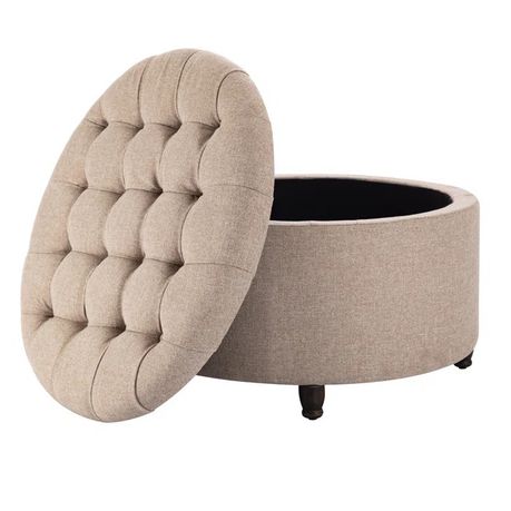 Parker Upholstered Round Storage Ottoman - Quality, Style, and Functionality for Your Home - Just Home Furniture™