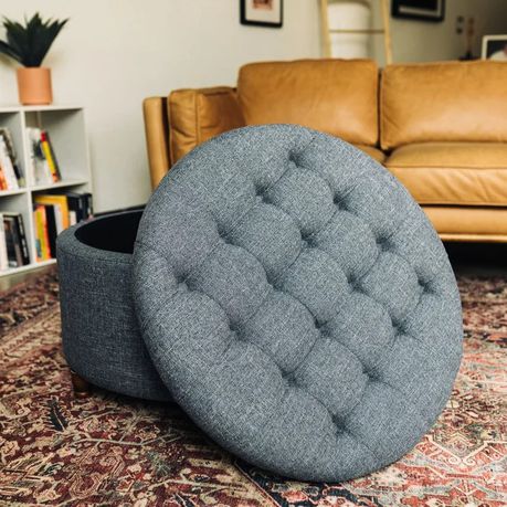 Parker Upholstered Round Storage Ottoman - Quality, Style, and Functionality for Your Home - Just Home Furniture™