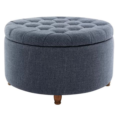 Parker Upholstered Round Storage Ottoman - Quality, Style, and Functionality for Your Home - Just Home Furniture™
