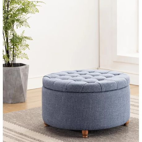 Parker Upholstered Round Storage Ottoman - Quality, Style, and Functionality for Your Home - Just Home Furniture™