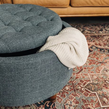 Parker Upholstered Round Storage Ottoman - Quality, Style, and Functionality for Your Home - Just Home Furniture™