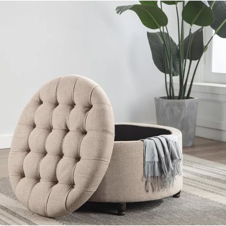 Parker Upholstered Round Storage Ottoman - Quality, Style, and Functionality for Your Home - Just Home Furniture™