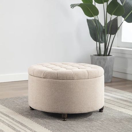 Parker Upholstered Round Storage Ottoman - Quality, Style, and Functionality for Your Home - Just Home Furniture™