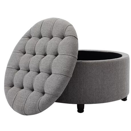 Parker Upholstered Round Storage Ottoman - Quality, Style, and Functionality for Your Home - Just Home Furniture™