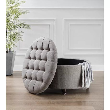 Parker Upholstered Round Storage Ottoman - Quality, Style, and Functionality for Your Home - Just Home Furniture™