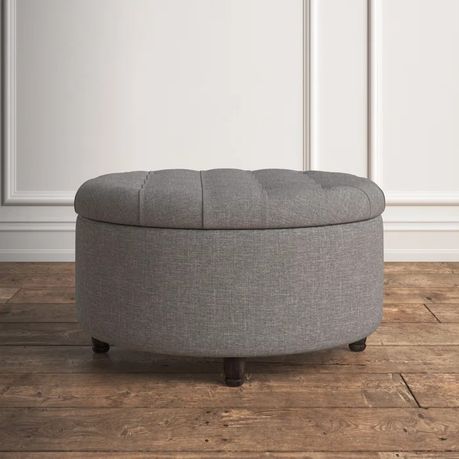 Parker Upholstered Round Storage Ottoman - Quality, Style, and Functionality for Your Home - Just Home Furniture™