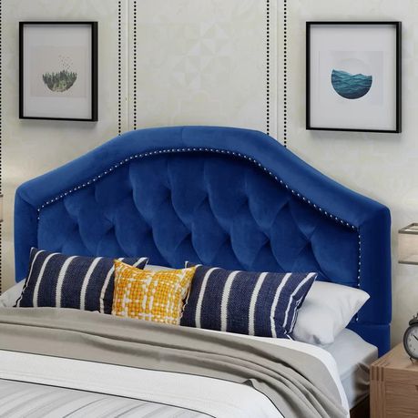 Pasko Upholstered Headboard in Blue Velvet - Quality, Style, and Functionality for Your Home - Just Home Furniture™
